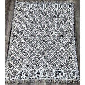 Vtg Goodwin Weavers Tapestry Throw Blanket Pineapples & Tulips 51”x64” USA Made